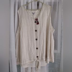 Avenue Plus Size Sleeveless Tie Front Top